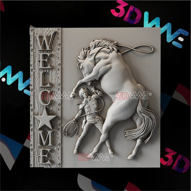 WESTERN WELCOME SIGN 3d stl 3DWave.us